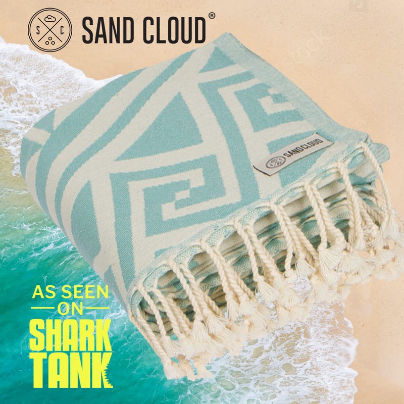 Sand Cloud Turkish Beach Towel - Sand Free - 100% Organic Turkish Cotton Yarn - Quick Dry Towel for Beach, Picnic Blanket or Throw - As Seen on Shark Tank - Mandala (Mint) - Image 2